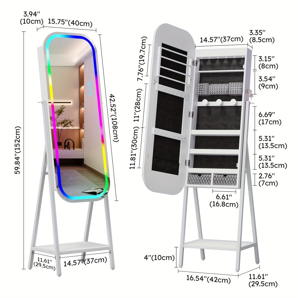 Jewelry Cabinet with LED Lighting for Organized Everyday Storage in Bedroom detail image - detail view 4