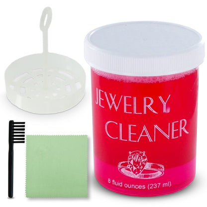 Jewelry Cleaner - Solution 8 fl oz Gold, Silver & Platinum Dip with Cleaning Brush, Strainer - product detail view 10