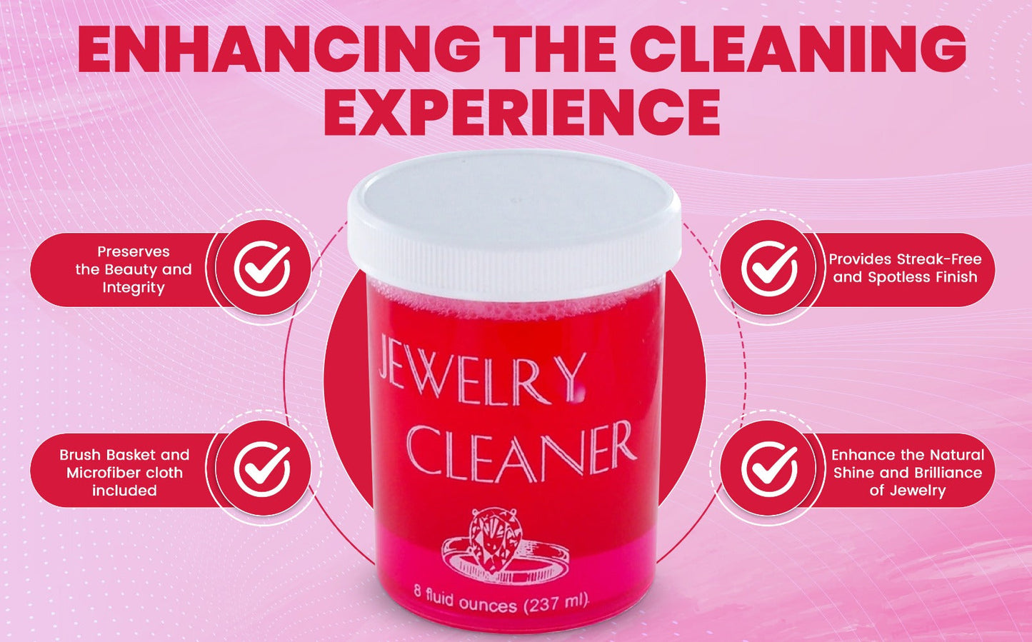 Jewelry Cleaner - Solution 8 fl oz Gold, Silver & Platinum Dip with Cleaning Brush, Strainer - product detail view 11