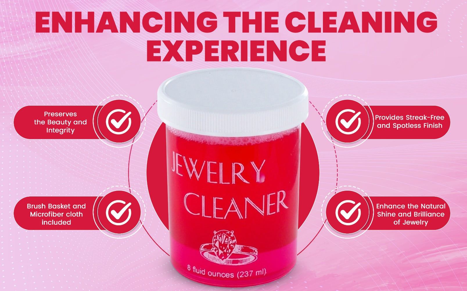 Jewelry Cleaner - Solution 8 fl oz Gold, Silver & Platinum Dip with Cleaning Brush, Strainer - product detail view 11