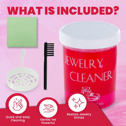 Jewelry Cleaner - Solution 8 fl oz Gold, Silver & Platinum Dip with Cleaning Brush, Strainer - product detail view 15