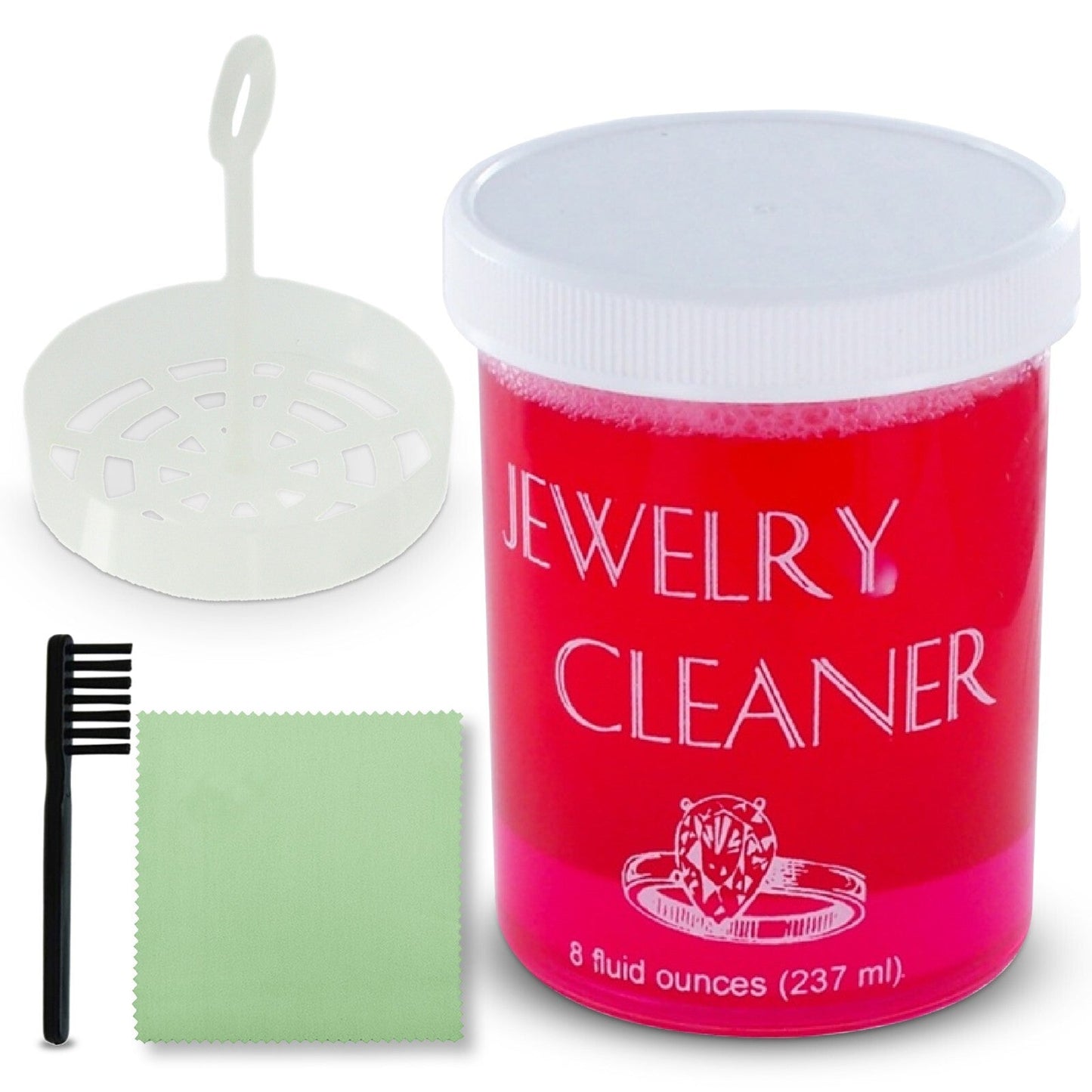 Jewelry Cleaner - Solution 8 fl oz Gold, Silver & Platinum Dip with Cleaning Brush, Strainer - product detail view 20