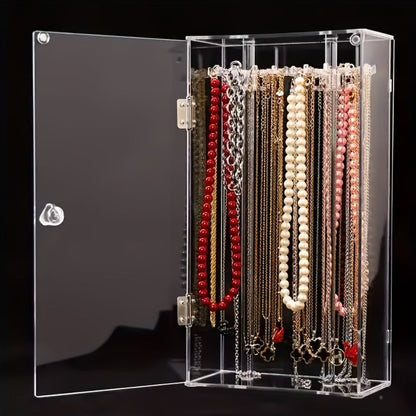 Jewelry Display Stand - Clear Acrylic Dustproof Necklace & Bracelet Organizer with Shelves for - product detail view 3