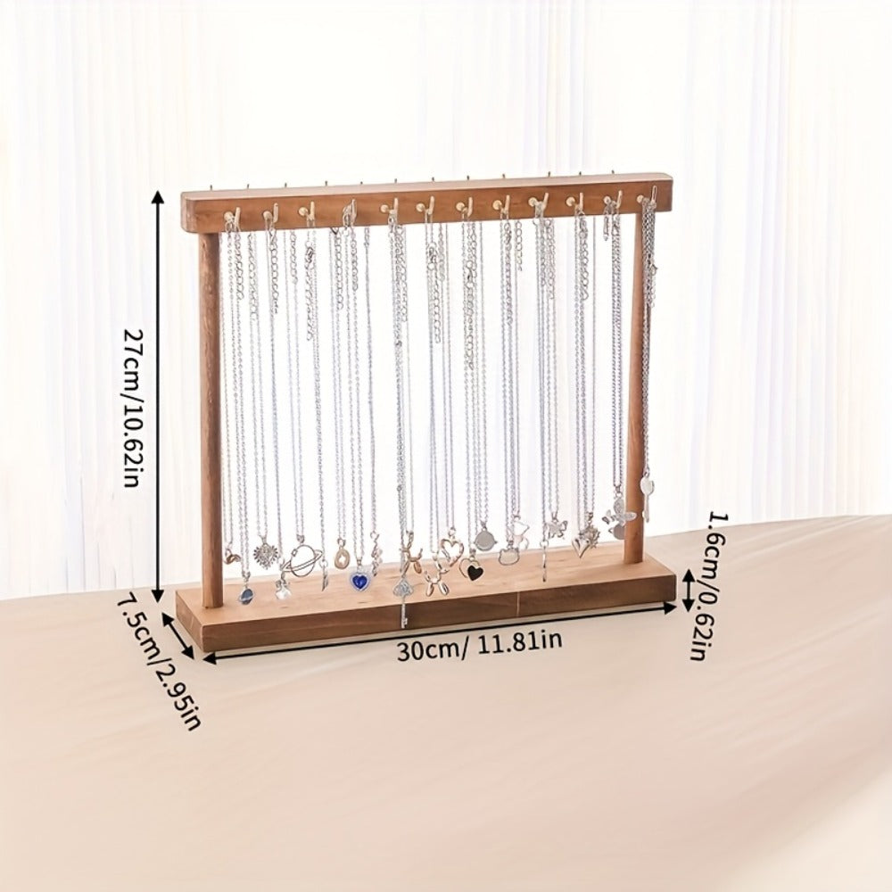Jewelry Display Stand - Necklace Multi-Hook Rustic Rack Tabletop Organizer for Home, Boutique & - product detail view 2