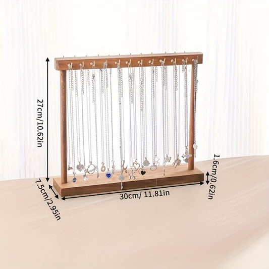Jewelry Display Stand - Necklace Multi-Hook Rustic Rack Tabletop Organizer for Home, Boutique & - product detail view 2