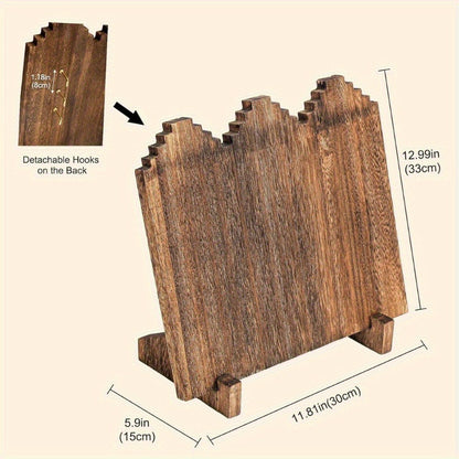 Jewelry Display Stand - Wooden Necklace Organizer Vertical Holder Rustic Wood Showcase for Craft - product detail view 8