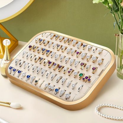 Jewelry Display - Tray with Metal Frame Large Capacity Multi-Compartment Ring Holder - product detail view 7