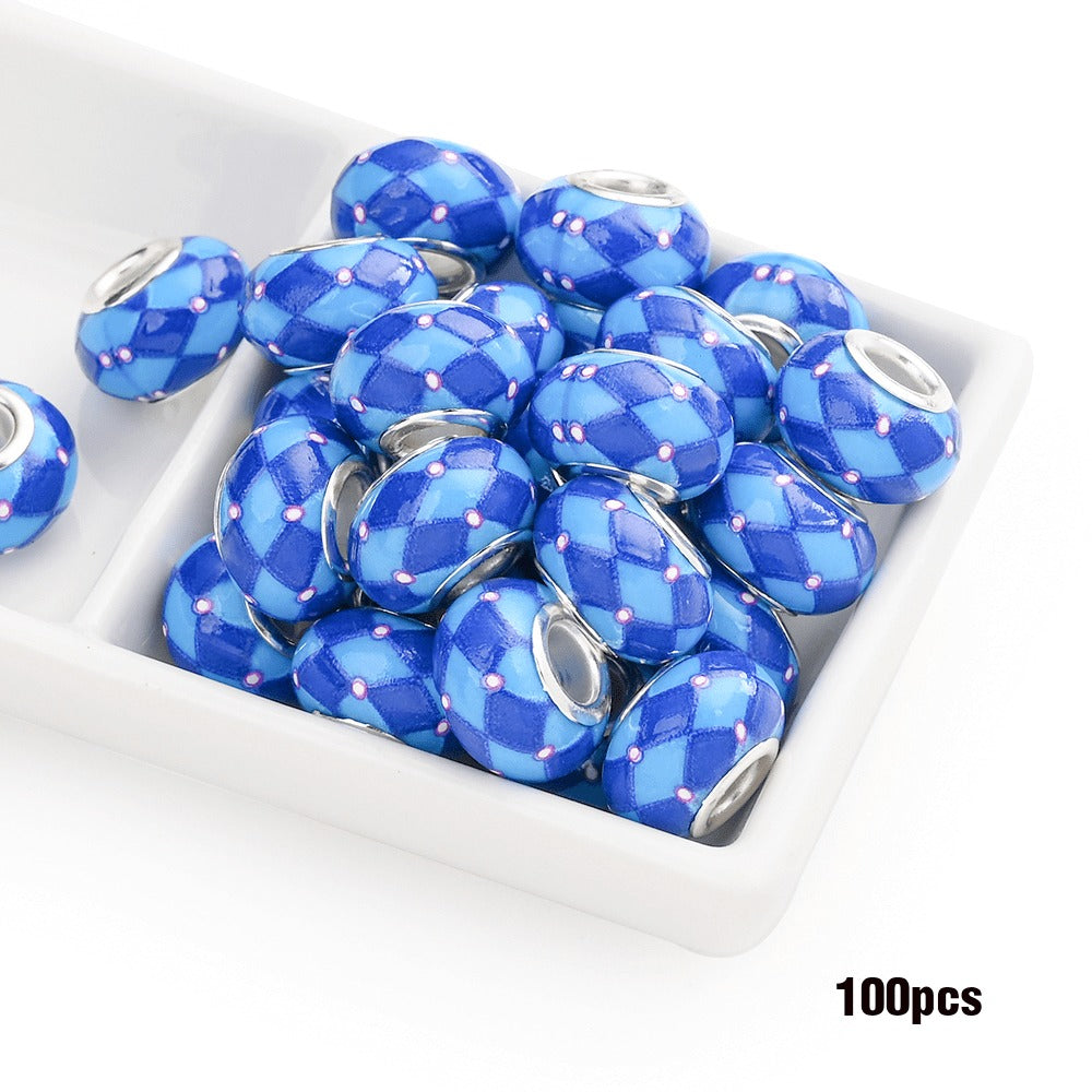 Jewelry Making Beads - Acrylic Flower 100pcs 14mm Colorful Printed Flat Round Large Hole for - product detail view 11
