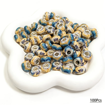 Jewelry Making Beads - Acrylic Flower 100pcs 14mm Colorful Printed Flat Round Large Hole for - product detail view 16