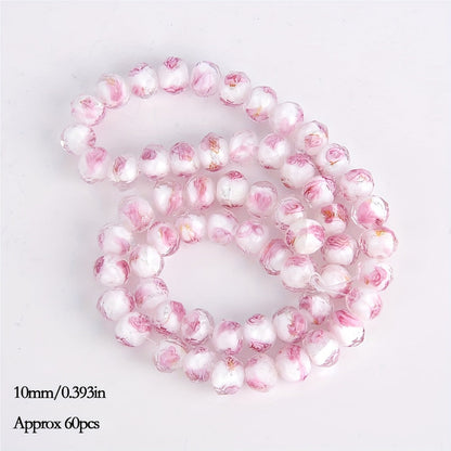 Jewelry Making Beads - Lampwork Glass 60pcs 10mm Handmade Golden Sand Inner Flower Faceted - product detail view 9