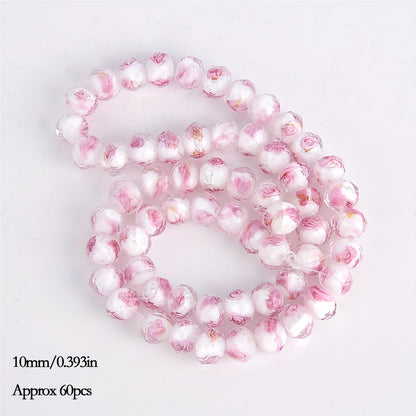 Jewelry Making Beads - Lampwork Glass 60pcs 10mm Handmade Golden Sand Inner Flower Faceted - product detail view 18