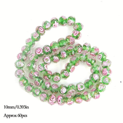 Jewelry Making Beads - Lampwork Glass 60pcs 10mm Handmade Golden Sand Inner Flower Faceted - product detail view 20