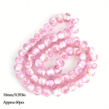 Jewelry Making Beads - Lampwork Glass 60pcs 10mm Handmade Golden Sand Inner Flower Faceted - product detail view 22