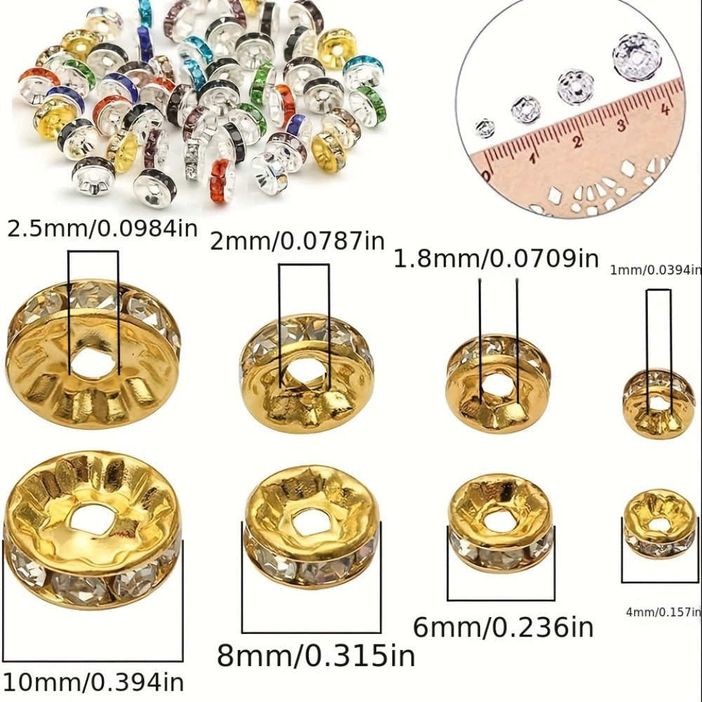 Jewelry Making Beads - Rondelle Spacer 500pcs Mixed Color White AB Iron Round 4mm 6mm 8mm 10mm - product detail view 2