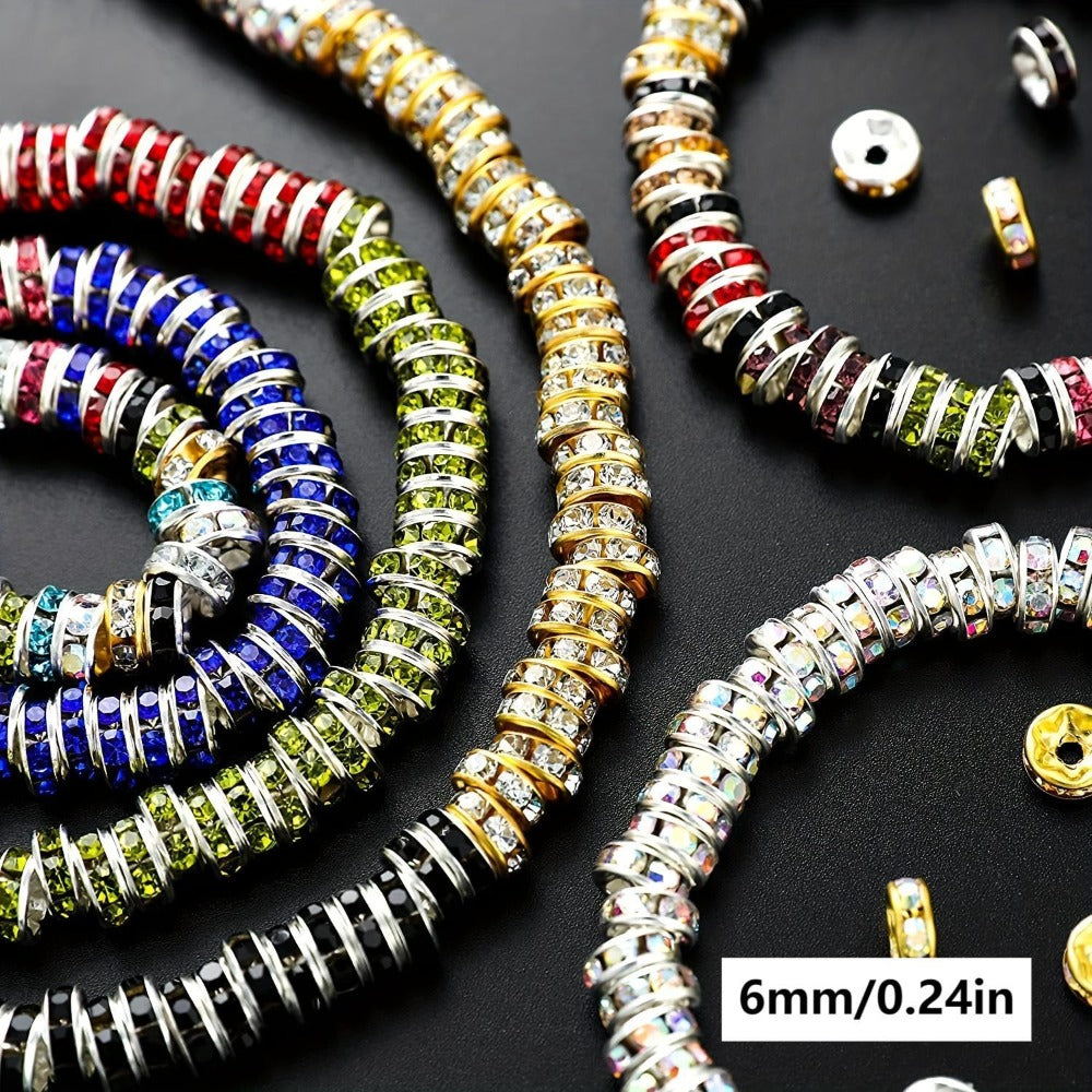 Jewelry Making Beads - Rondelle Spacer 500pcs Mixed Color White AB Iron Round 4mm 6mm 8mm 10mm - product detail view 5