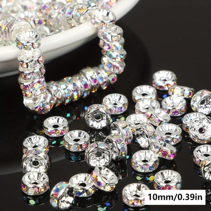 Jewelry Making Beads - Rondelle Spacer 500pcs Mixed Color White AB Iron Round 4mm 6mm 8mm 10mm - product detail view 15