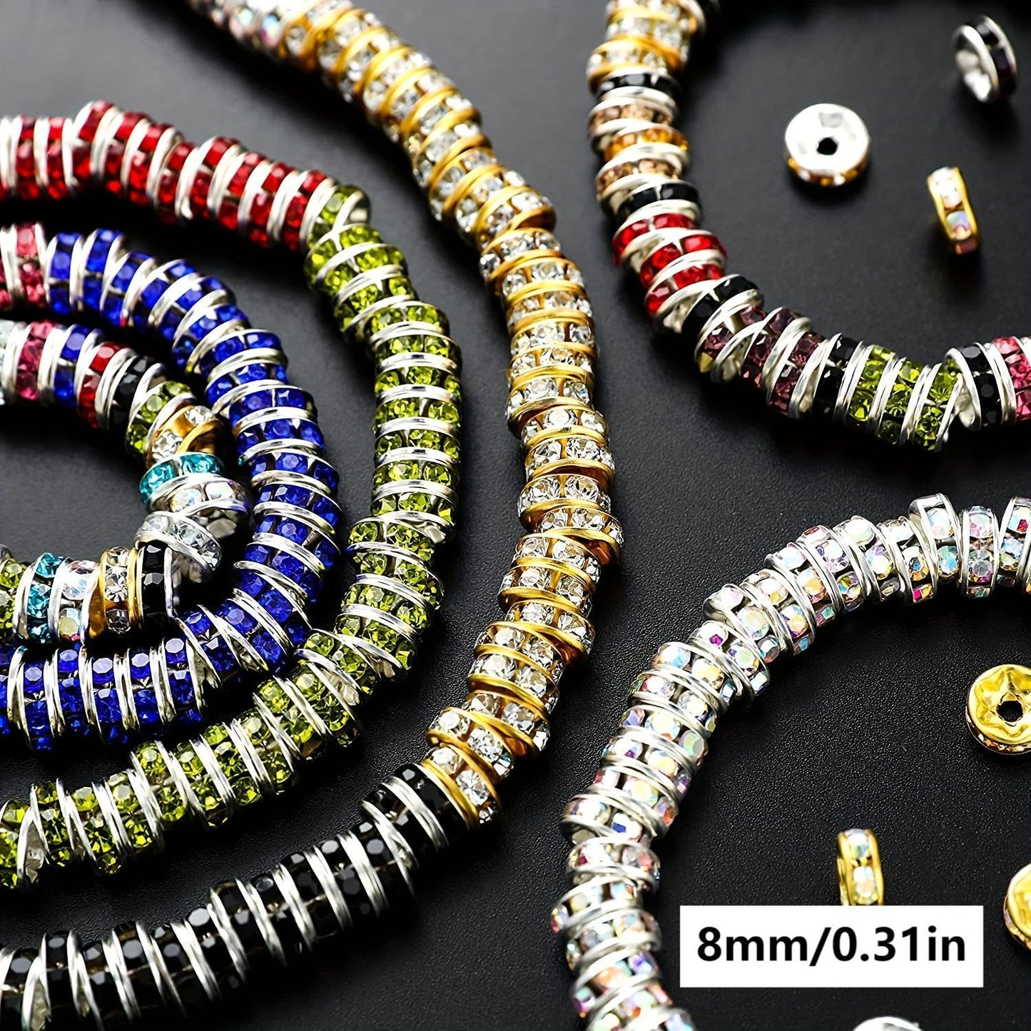 Jewelry Making Beads - Rondelle Spacer 500pcs Mixed Color White AB Iron Round 4mm 6mm 8mm 10mm - product detail view 26