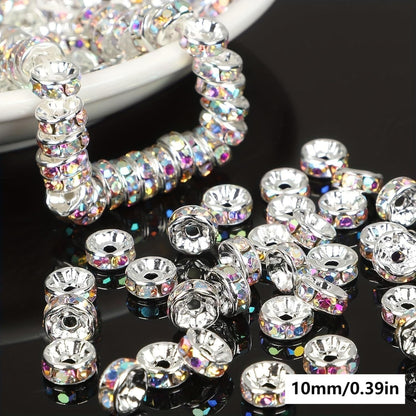 Jewelry Making Beads - Rondelle Spacer 500pcs Mixed Color White AB Iron Round 4mm 6mm 8mm 10mm - product detail view 27