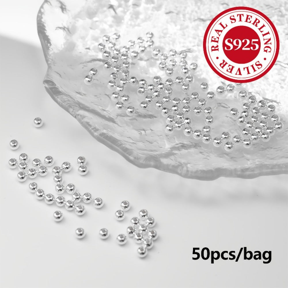 Jewelry Making Beads - S925 Sterling Silver Round 50pcs Loose Polished Spacer 2mm 2.5mm 3mm 4mm - product detail view 10