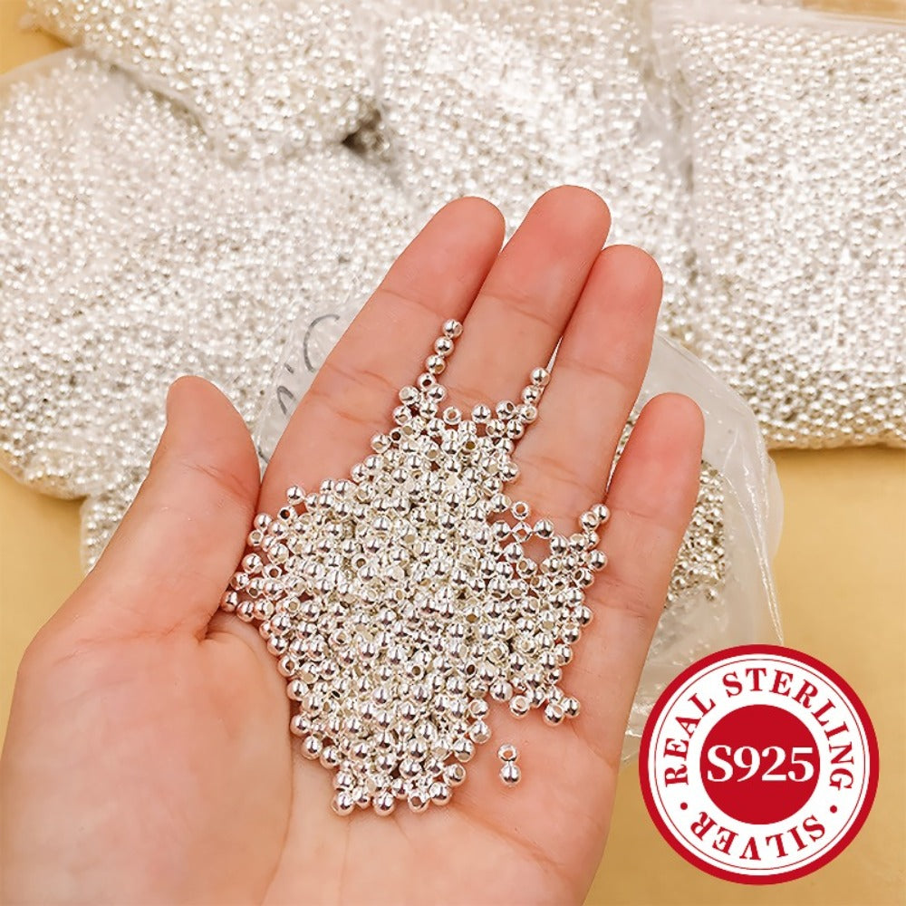 Jewelry Making Beads - S925 Sterling Silver Round 50pcs Loose Polished Spacer 2mm 2.5mm 3mm 4mm - product detail view 13