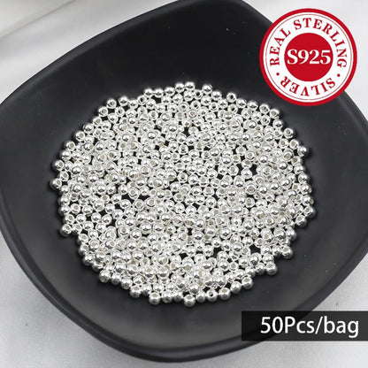 Jewelry Making Beads - S925 Sterling Silver Round 50pcs Loose Polished Spacer 2mm 2.5mm 3mm 4mm - product detail view 15