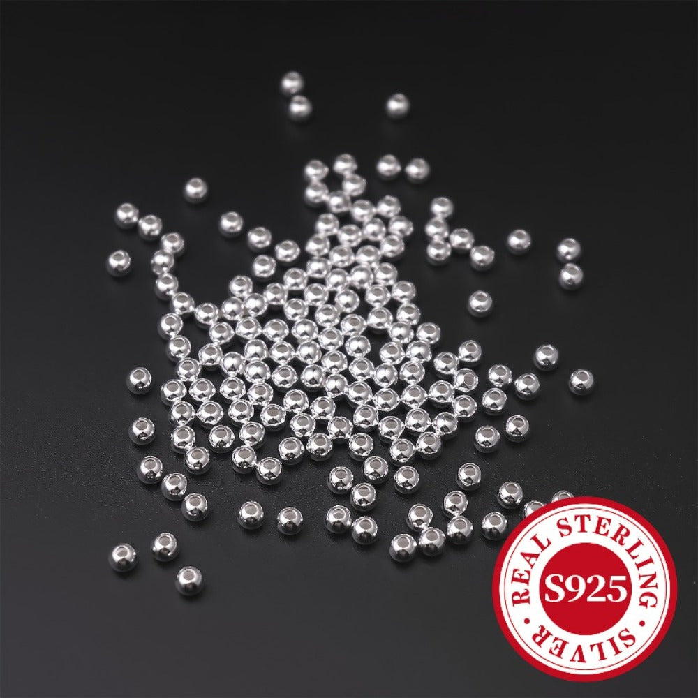 Jewelry Making Beads - S925 Sterling Silver Round 50pcs Loose Polished Spacer 2mm 2.5mm 3mm 4mm - product detail view 17