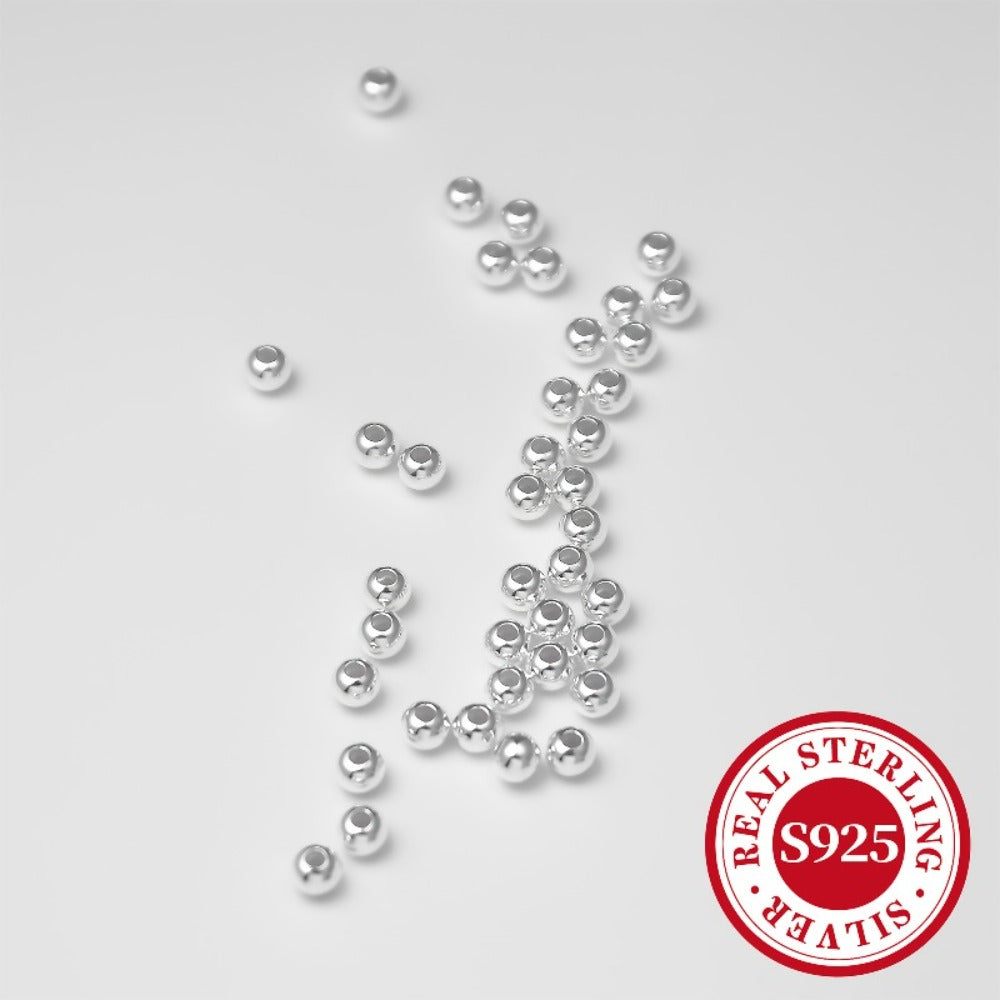 Jewelry Making Beads - S925 Sterling Silver Round 50pcs Loose Polished Spacer 2mm 2.5mm 3mm 4mm - product detail view 18