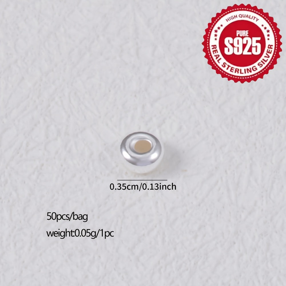 Jewelry Making Beads - S925 Sterling Silver Wheel Spacer 50pcs 3.5mm & 4.5mm Loose Rondelle for - product detail view 3