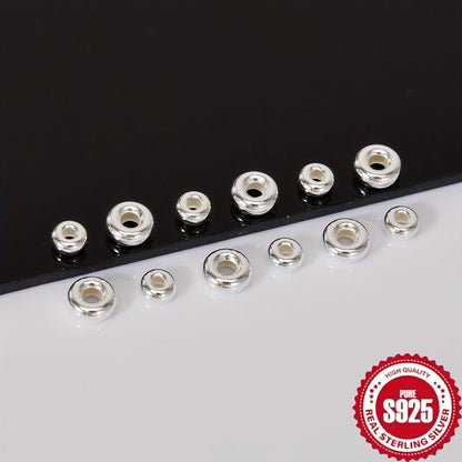 Jewelry Making Beads - S925 Sterling Silver Wheel Spacer 50pcs 3.5mm & 4.5mm Loose Rondelle for - product detail view 5