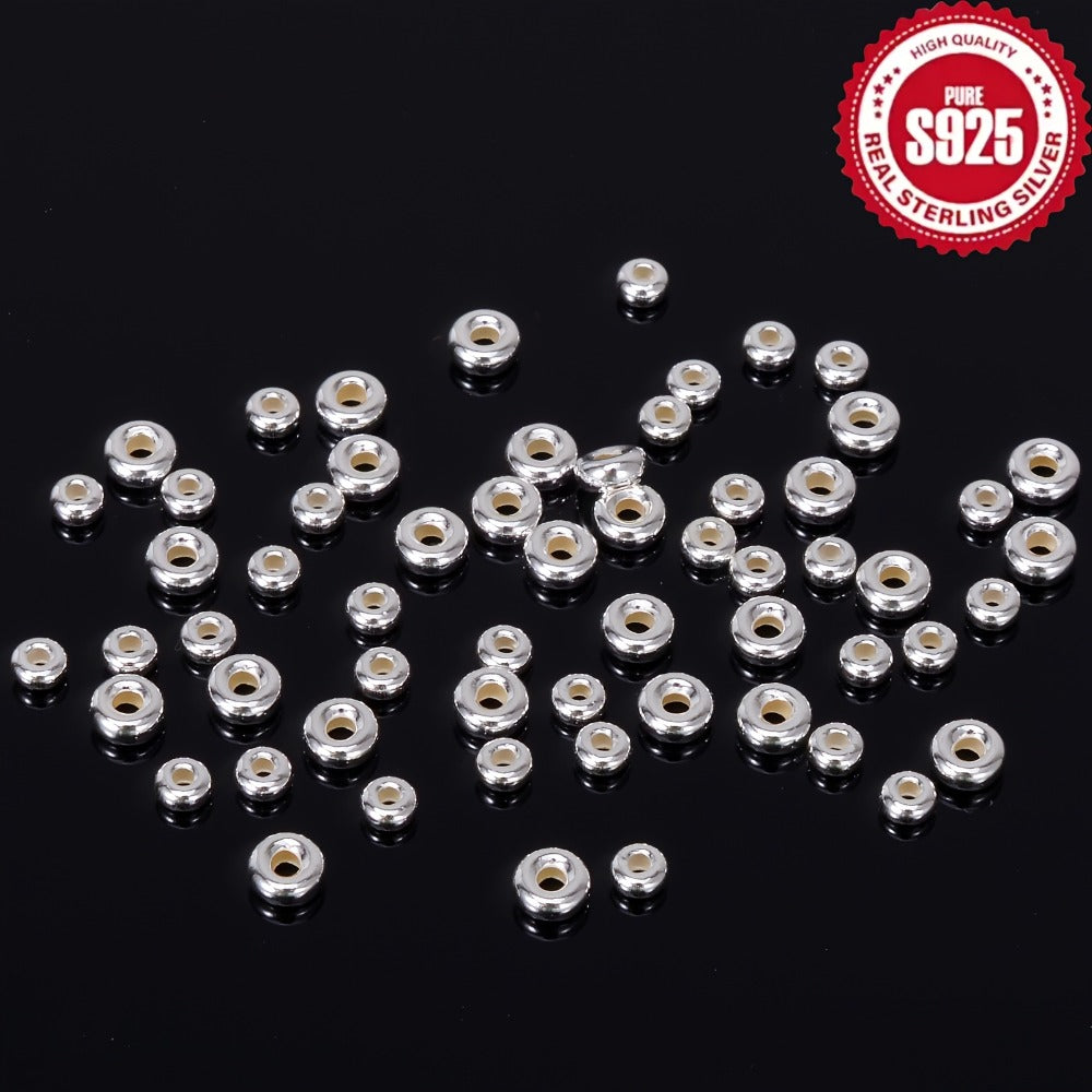 Jewelry Making Beads - S925 Sterling Silver Wheel Spacer 50pcs 3.5mm & 4.5mm Loose Rondelle for - product detail view 6