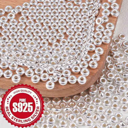 Jewelry Making Beads - S925 Sterling Silver Wheel Spacer 50pcs 3.5mm & 4.5mm Loose Rondelle for - product detail view 7