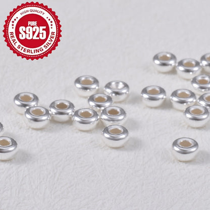 Jewelry Making Beads - S925 Sterling Silver Wheel Spacer 50pcs 3.5mm & 4.5mm Loose Rondelle for - product detail view 8