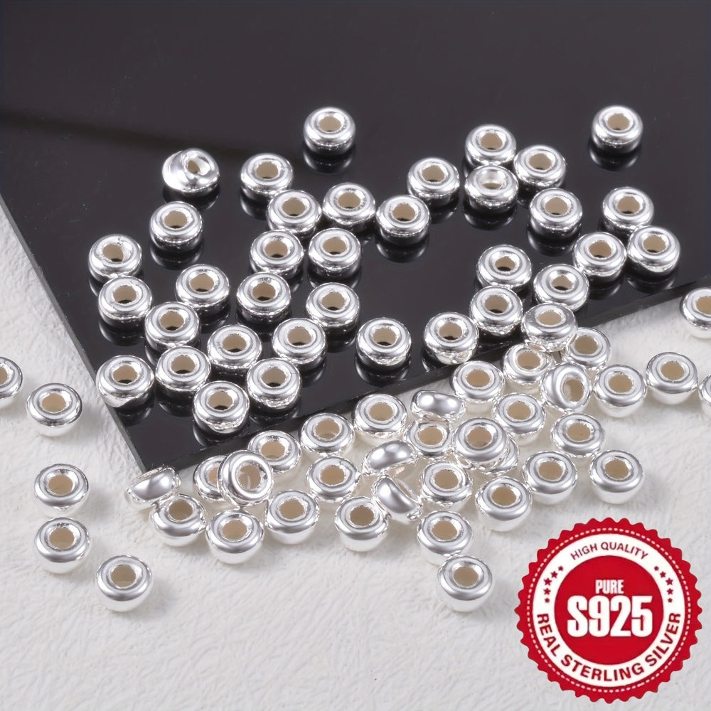 Jewelry Making Beads - S925 Sterling Silver Wheel Spacer 50pcs 3.5mm & 4.5mm Loose Rondelle for - product detail view 9