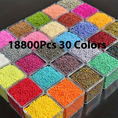 Jewelry Making Beads - Seed 18800pcs 30 Colors 1.8mm Czech Resin Round Spacer Mixed Pack for DIY - product detail view 3