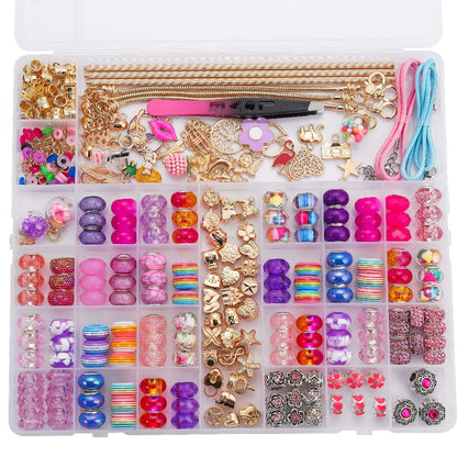 Jewelry Making Kit - Charm Bracelet 305pcs DIY Supplies with Golden & Silver Beads, Colorful - product detail view 3