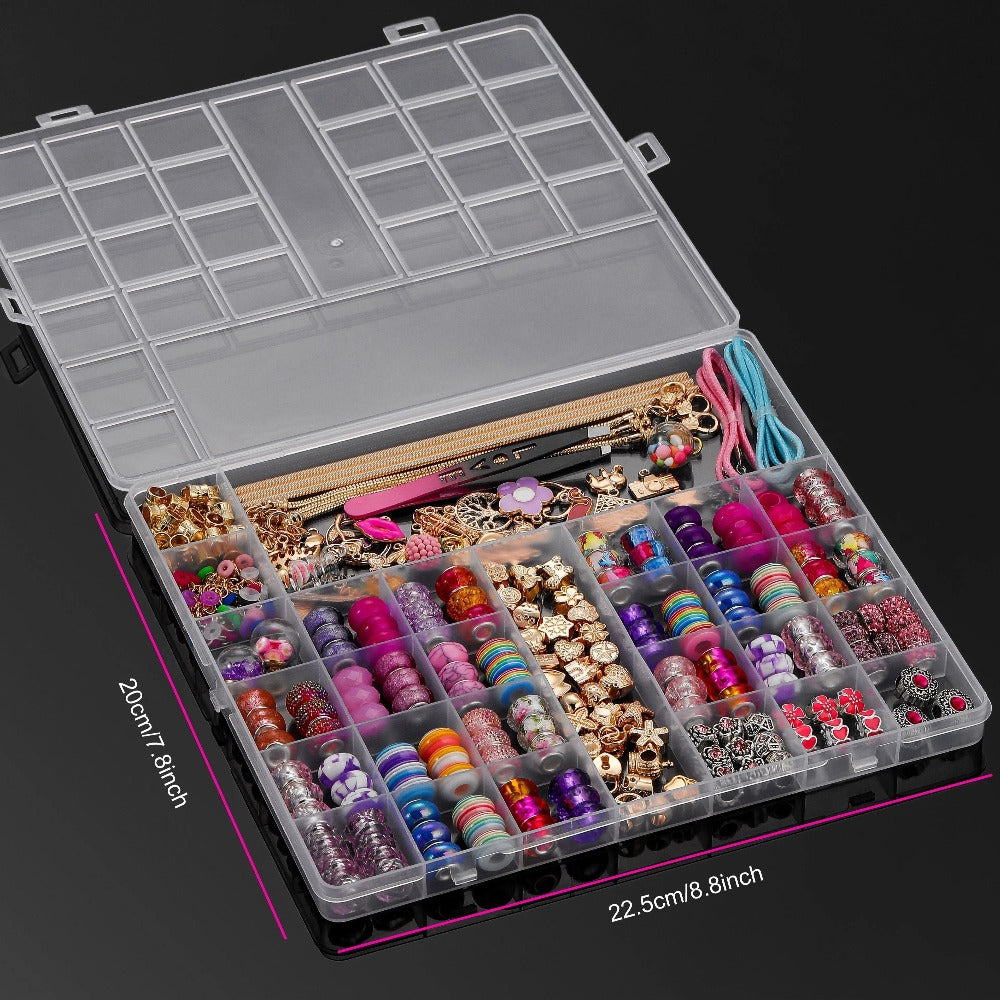 Jewelry Making Kit - Charm Bracelet 305pcs DIY Supplies with Golden & Silver Beads, Colorful - product detail view 7