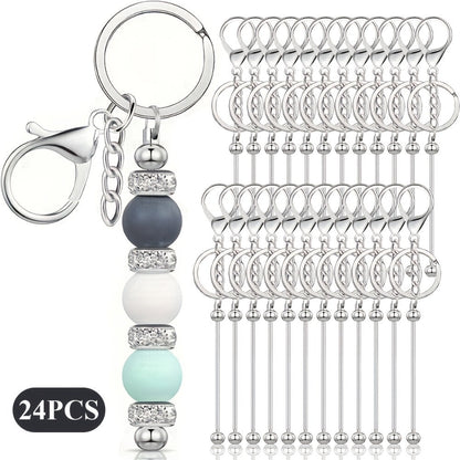 Jewelry Making Kit - Keychain Blanks Beadable Stainless Steel 12 & 24pcs DIY Beaded Keychain - product detail view 7