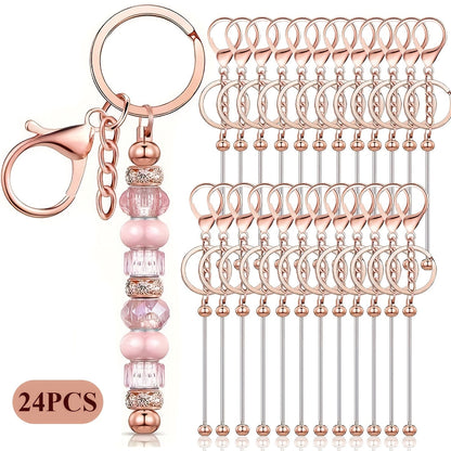 Jewelry Making Kit - Keychain Blanks Beadable Stainless Steel 12 & 24pcs DIY Beaded Keychain - product detail view 22