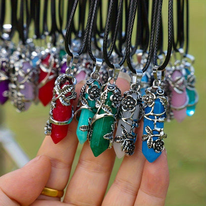 Jewelry Making Kit - Natural Stone Hexagon Prism Pendant Necklace Set 20pcs DIY Bulk , 10 - product detail view 2
