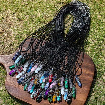 Jewelry Making Kit - Natural Stone Hexagon Prism Pendant Necklace Set 20pcs DIY Bulk , 10 - product detail view 7
