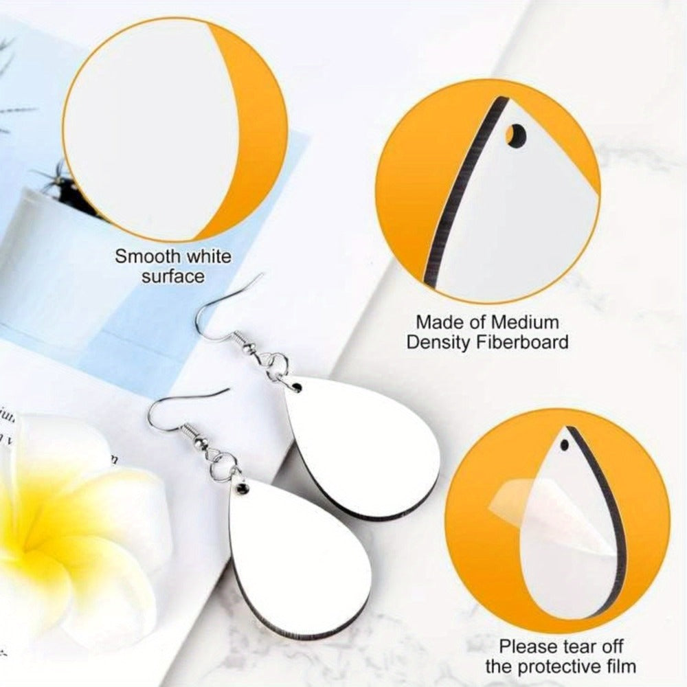 Jewelry Making Kit - Sublimation Blank Earrings 350PCS MDF DIY Custom Set with Earring Hooks - product detail view 5