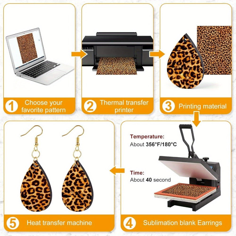 Jewelry Making Kit - Sublimation Blank Earrings 350PCS MDF DIY Custom Set with Earring Hooks - product detail view 6