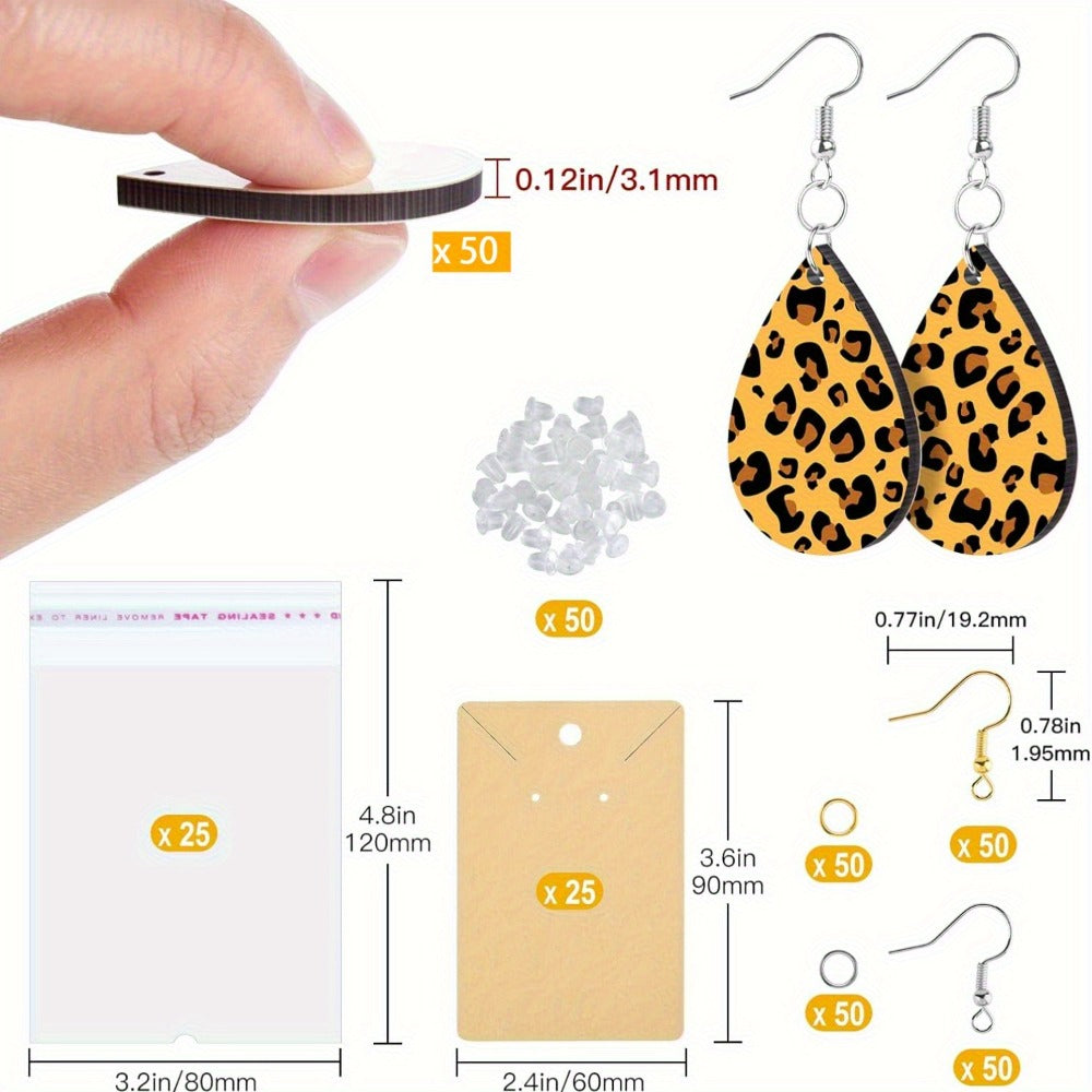 Jewelry Making Kit - Sublimation Blank Earrings 350PCS MDF DIY Custom Set with Earring Hooks - product detail view 9
