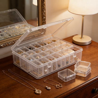 Jewelry Organizer - Clear Plastic Storage Boxes Stackable with Handle Portable Travel for - product detail view 15
