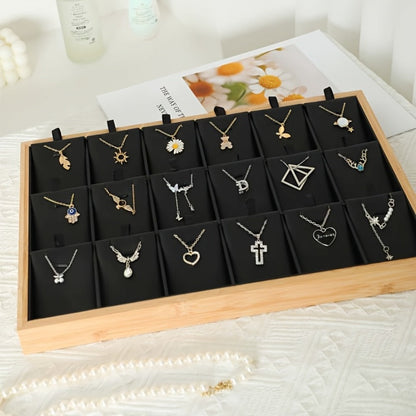 Jewelry Organizer - Tray Stackable 18 Compartments Velvet Drawer Insert Divider for Earrings - product detail view 3