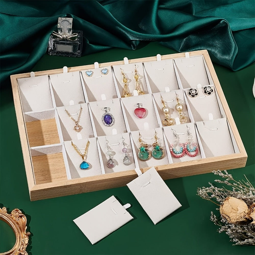 Jewelry Organizer - Tray Stackable 18 Compartments Velvet Drawer Insert Divider for Earrings - product detail view 6