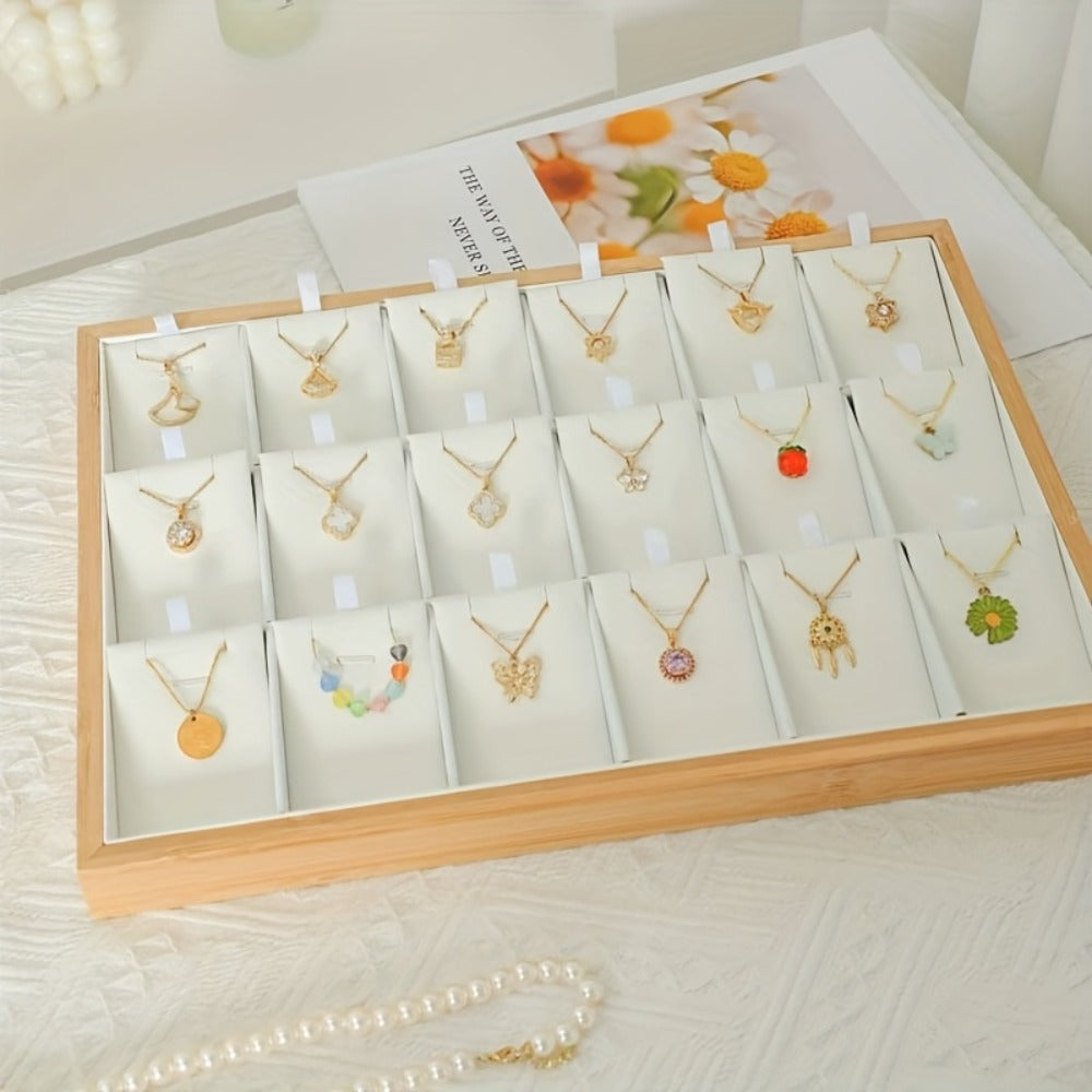 Jewelry Organizer - Tray Stackable 18 Compartments Velvet Drawer Insert Divider for Earrings - product detail view 8