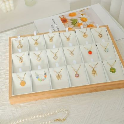 Jewelry Organizer - Tray Stackable 18 Compartments Velvet Drawer Insert Divider for Earrings - product detail view 8