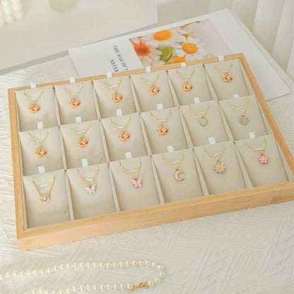 Jewelry Organizer - Tray Stackable 18 Compartments Velvet Drawer Insert Divider for Earrings - product detail view 15