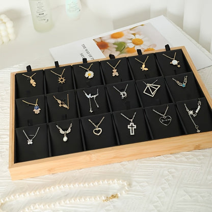 Jewelry Organizer - Tray Stackable 18 Compartments Velvet Drawer Insert Divider for Earrings - product detail view 16
